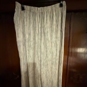 Eileen Fisher Silk Pant White and Black Stripe NWT L/G